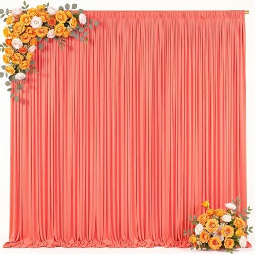 50x8ft Orange Backdrop Curtain for Parties Wrinkle Free Fabric Backdrop Curtain Wedding Photo Backdrop Drapes for Baby Shower Birthday Party Photo Shoot Photography Back Drop 10 Panels 5x8FT - Image 2