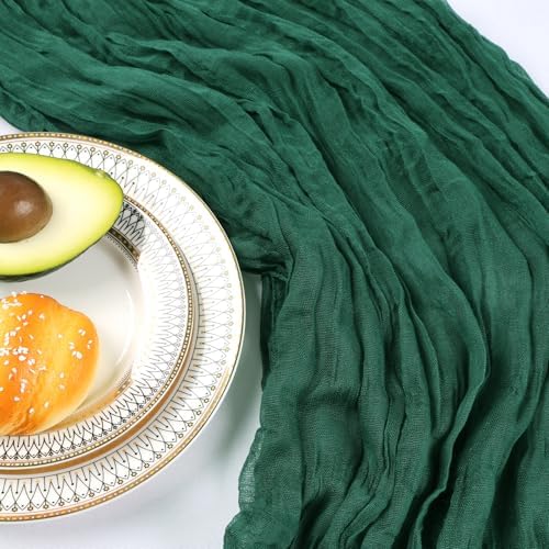12 Pack 10Ft Emerald Green Cheesecloth Table Runner 23 x 120 Inch - Image 5