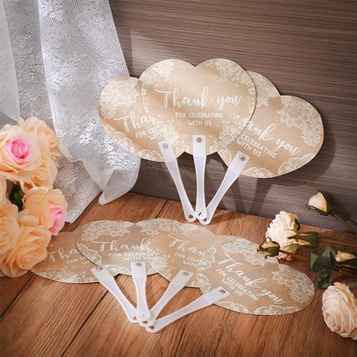 50 Pcs Wedding Hand Plastic Fans Boho Lace Bridal Shower Favors - Image 3