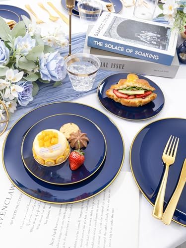 WDF 300PCS Navy Blue Plates Disposable - Blue Plastic Plates 50guest Heavy Duty Plastic Dinnerware Sets for Party/Wedding/Birthday - Image 4