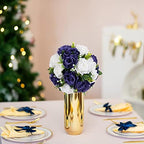BLOSMON Flower Balls Table Centerpieces: 6 Pcs Fake Flowers Navy Blue White Wedding Kissing Rose Balls Decor - Artificial Floral Arrangements Flower Bouquet of Roses Home Party Table DIY Decorations - Image 3
