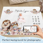 Personalized Baby Milestone Blanket for Boys Girls Baby Month Blanket- First Year Calendar Monthly Growth Chart - Animal Print Halloween Birthday Gifts for Infant Todder - Image 2