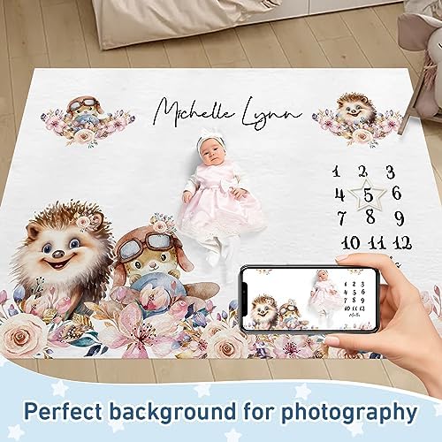 Personalized Baby Milestone Blanket for Boys Girls Baby Month Blanket- First Year Calendar Monthly Growth Chart - Animal Print Halloween Birthday Gifts for Infant Todder - Image 2