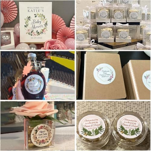 Personalized Custom Stickers Labels for Wedding Favors Birthday, Business Logo Customized Sticker.Waterproof, Fade & Heat Resistant and Cold Resistant. Pack of 100 to 1000.(Wreath 30, 4 Inch) - Image 4