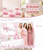 Pink Bow Baby Shower Decorations, Welcome Baby Girl Balloon Arch Kit - Image 5