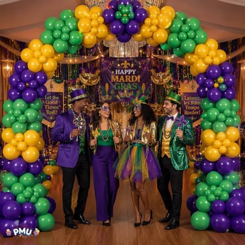 Balloon Arch Deluxe DIY Professional Kit with Mardi Gras Gold, Green and Purple Balloons (1/Pkg) Pkg/1 - Image 2