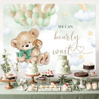 InMemory Bear Baby Shower Backdrop Sage Green Neutral Banner for Boy Girl - Image 4