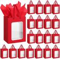 Zhanmai 36 Pcs Kraft Paper Gift Bags with Clear Window Handles, Wine Red by Zhanmai