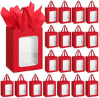 Zhanmai 36 Pcs Kraft Paper Gift Bags with Clear Window Handles, Wine Red by Zhanmai