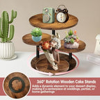 NANXITU Cupcake Tower Stands for 50 Cupcakes,360° Rotatable Wood Cake Stand - Image 3