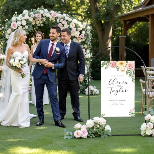 Wedding Welcome Sign Stand, Adjustable Sign Stand Heavy Duty Metal Floor Standing Easel Stand, Welcome to Our Wedding Sign Holder Black - Image 3