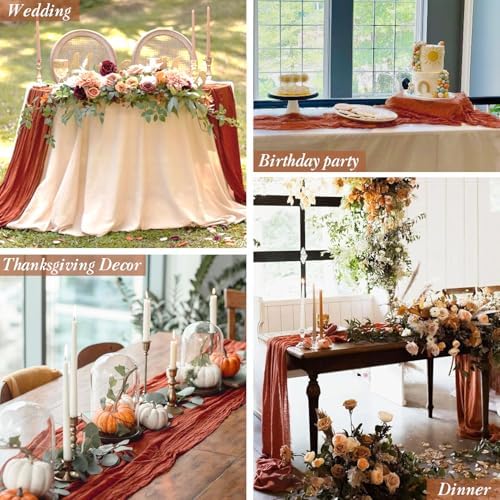 12 Pack Terracotta Cheesecloth Table Runner 35x120 Inch Rust Gauze Burnt Orange Cheese Cloth for Wedding Baby Bridal Shower Party Centerpiece Sheer Home Decorations - Image 4
