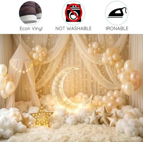 10X8ft Newborn Maternity Backdrop Moon Star Cloud Balloon Background - Image 7