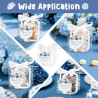 Diartpaint 50 Sets Navy Blue Flora Treat Boxes Favor Navy Blue Flora Gift Box 2x2x2 Inches Clear Box with Blue Flora Sticker Ribbon Flora Goodie Candy Box for Return Gift Birthday Wedding Baby Shower - Image 4