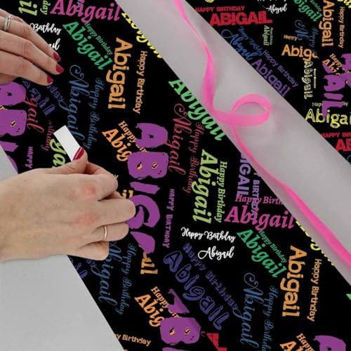 AOFUN Wrapping Paper One Roll for Boys Girls Men Women - Love for Couples With Name/Date - 3 Rolls 58" x 23" - Image 4