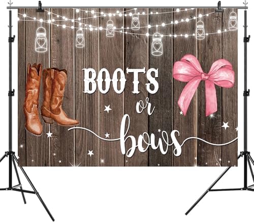 9x6ft Gender Reveal Backdrop Boots or Bows Photography Background Glitter Dot Star Rustic Wood Board Cartoon Baby Shower Banner Decorations Newborn Boy Girl Birthday Party Photo Booth Prop - Image 6