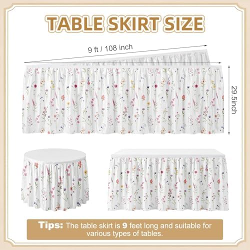 Sanwarm Table Skirt, 29" x 108", for Rectangular & Round Desk Botanical - Image 2