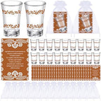 SiliFine 50 Sets Cielito Lindo Baby Shower Favors Shot Glasses for Guests Bulk 1.5oz Recuerdos Para Boda Wedding Shot Glass Thank You Card Bag for Guest Talavera Bridal Baby Shower(Terracotta) by SiliFine