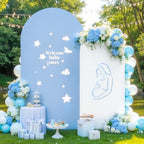 White Blue Arch Backdrop Cover Set of 2 Party Wedding Arch Covers Stretchy Backdrop 7.2FT 6FT Decorations Baby Shower Bridal Shower Photo Birthday Arch Stand Cover Spandex - Image 3