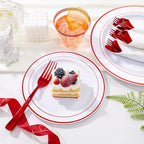 WELLIFE 350-Piece Red Plastic Party Dishware Set - 50 Dinner Plates, 50 Dessert Plates, 50 Cups, 50 Plastic Cutlery - Image 5
