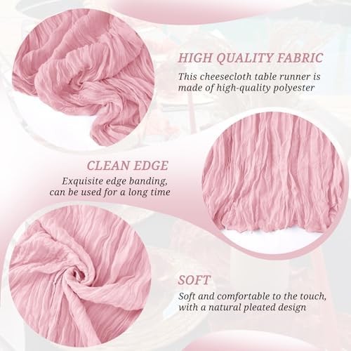 12Pack Light Pink Cheesecloth Table Runner 10FT Wedding Party Decor - Image 6
