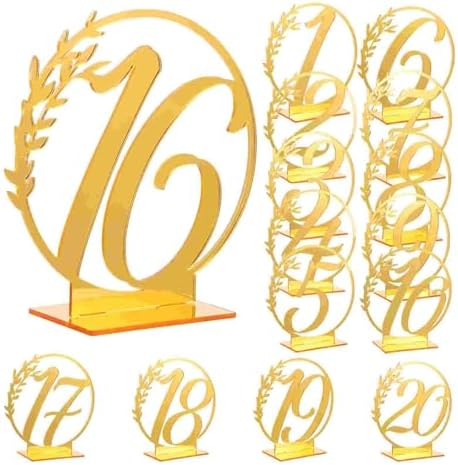 Wedding Table Numbers 20 Pcs Table Numbers With Base Gold Watch Blank Wedding Golden Party Banquet(Golden) - Image 2