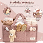PeraBella Baby Diaper Caddy Organizer with Handle, Boy & Girl Shower Gift Basket, Portable Diaper Storage Basket Bin for Wipes, Newborn Baby Essentials Registry Search Must Haves, Car Caddy Organizer - Image 5