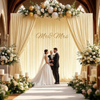 10x10ft Wrinkle Free Beige Backdrop Curtain for Parties, Soft Beige Photo Backdrop Curtains, Polyester Photo Backdrop Drapes for Birthday Party Baby Shower Photography Background - Image 2