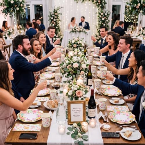 Pickmesh 250 Pcs Garden Blooms Wildflower Disposable Tableware Set Watercolor Floral Paper Plates Napkins and Cups for Wedding Birthday Party Supplies Bridal Baby Shower Engagement, Serve 50 Guest - Image 6