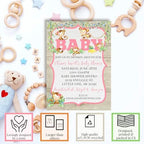 Amanda Creation Custom Baby Shower Invites Baby Girl Monkey Baby Shower Invitations 20 5x7 Custom Personalized Invitations With Envelopes - Image 2
