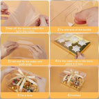 EUSOAR Cupcake Containers, 18 Pack Gold Cupcake Boxes Dessert Cookies Muffins Pastry Carrier 6 Count, Rectangle Bakery Cake Containers Assembly Plastic Holder for Wedding Birthday Party Favor Gifts - Image 4