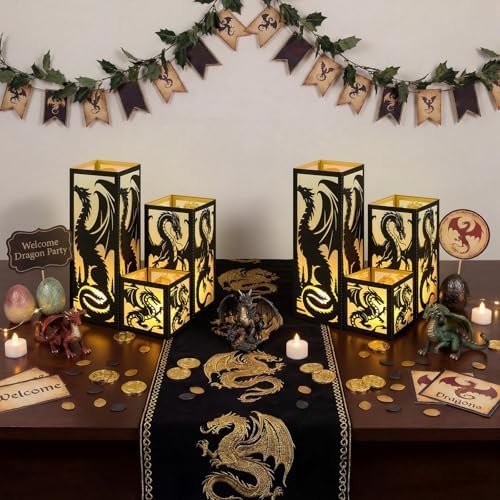 Rossesay 12 Pcs Dragon Lantern Table Centerpiece for Medieval Party Decor - Image 5