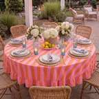 Tudomro Striped Tablecloth, Round, Coral, Apricot, 60'' X 60'' - Image 4