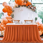 Terracotta Table Skirt 14FT Chiffon Table Skirting 2 Layer Rectangle Terracotta Tablecloth for Birthday Baby Shower Wedding - Image 4