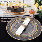 400PCS Gold Wrapped Silverware Set Disposable Hammered for Weddings - Image 5