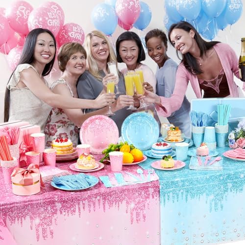 Potchen 452 Pcs Gender Reveal Plates Napkins Party Supply, Pink Blue - Image 4