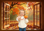 9x6FT Fall Window Backdrop, Autumn Forest Maple Leaves Photo Background - Image 4
