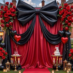 Big Black Bow Backdrop Large Black Bow Decor Gift Bows Birthday Decorations 48x24x120 Inches Giant Bow Birthday Party Backdrop for Wedding Baby Shower Photography Coquette Room Decor - Image 2
