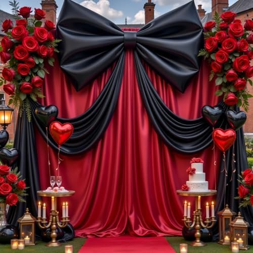 Big Black Bow Backdrop Large Black Bow Decor Gift Bows Birthday Decorations 48x24x120 Inches Giant Bow Birthday Party Backdrop for Wedding Baby Shower Photography Coquette Room Decor - Image 2