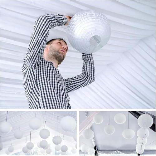 11 Pcs Paper Lanterns Assembling and Hanging These for Beach Ball Sports Parties is Hassle - Free, Lantern is Equipped with a C - Shaped Clip, Enabling Quick Setup. - Image 4
