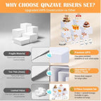 8 Pcs White Buffet Risers with Mini Signs, Nesting HIPS Food Display Stands - Image 3