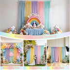 10x7FT Pastel Backdrop Curtain - 5 Colors Unicorn Backdrop Curtains - Wrinkle Free Pastel Rainbow Backdrop Draping Fabric for Baby Shower, Party, Classroom, Back-to-School & Unicorn Birthday Decor - Image 4