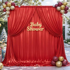 10x10ft Red Backdrop Curtains Wedding Party Glitter Sequin Curtain Backdrop Fabric Shimmer Drapes Backdrop Bridal Baby Shower Birthday Christmas Photoshoot Background Photography 5x10FT，2 Panels - Image 3