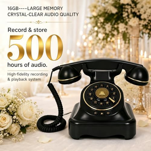 Audio Guest Book Wedding Phone, Retro Audio Phone Guestbook with Clear Voice Recording for Wedding Reception, Bridal Shower, Birthday, Baby Shower, Anniversary, Engagement - Image 2