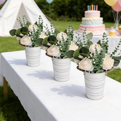 6 PCS Champagne Wedding Flower Table Centerpieces - 10 Inches - Image 4