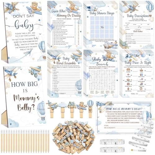 Funnymoom 426 Pcs Baby Shower Games Airplane Theme Boys, 8 Card Sets by Funnymoom