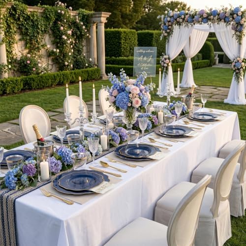 NOCCUR 175PCS Blue Plastic Plates with Disposable Silverware - Include 50 Blue Disposable Plates with Gold Rim,75 Gold Cutlery,25 Cups,25Napkins for Party/Wedding/Graduation/Independence Day - Image 4