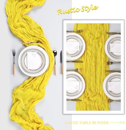 16 Pack 23 x 120 Inch Lemon Yellow Table Runner 10Ft Cheesecloth - Image 6