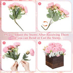 Suncalla 6 Sets Artificial Peonies Flower Centerpieces Wood Box, Light Pink - Image 2