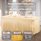 Shillance 2 Packs Champagne Spandex Table Clothes for 6 Foot Rectangle Table, Spandex Table Covers 6FT Stretch Table Skirts Wrinkle Free Fitted Table Cloth for Event, Wedding, Banquet & Parties - Image 3